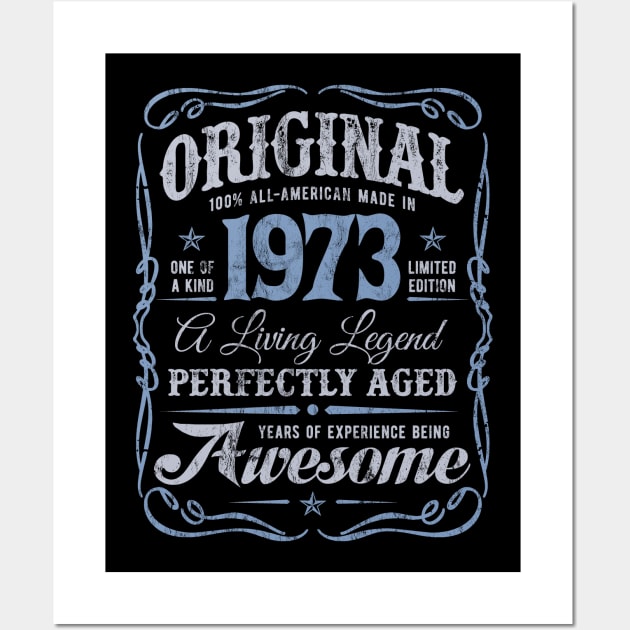 Original Made In 1973 A Living Legend Awesome Birthday Wall Art by Irregulariteez